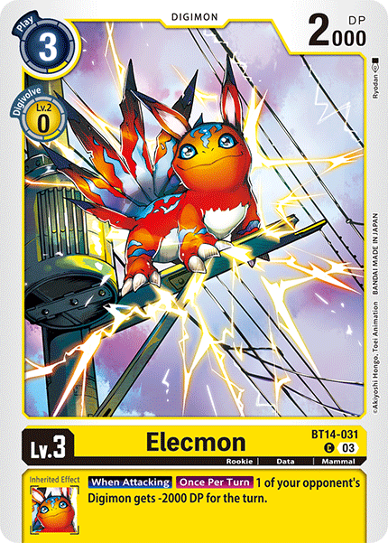 (031) Digimon TCG Blast Ace Single: Elecmon (BT14-031)  Common