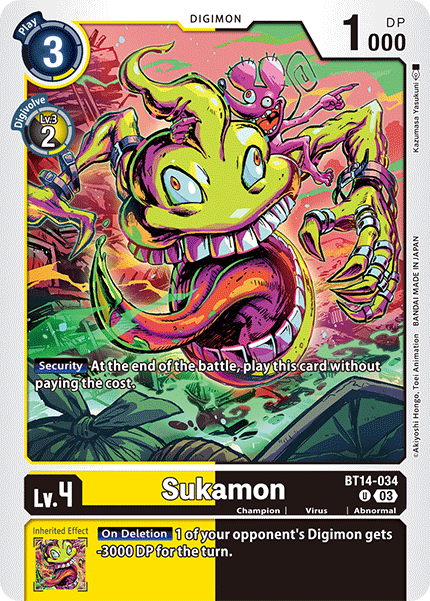 (034) Digimon TCG Blast Ace Single: Sukamon (BT14-034)  Uncommon