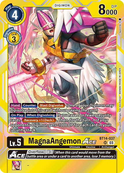 (037) Digimon TCG Blast Ace Single: MagnaAngemon Ace (BT14-037) (V.1)  Super Rare