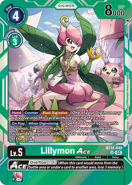 (049) Digimon TCG Blast Ace Single: Lillymon Ace (BT14-049) (V.1)  Super Rare