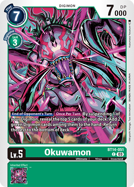 (051) Digimon TCG Blast Ace Single: Okuwamon (BT14-051)  Common