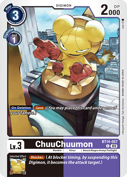 (057) Digimon TCG Blast Ace Single: ChuuChuumon (BT14-057)  Common