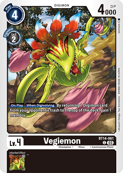 (061) Digimon TCG Blast Ace Single: Vegiemon (BT14-061)  Common