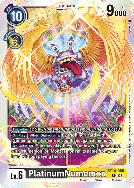 (066) Digimon TCG Blast Ace Single: PlatinumNumemon (BT14-066)  Rare