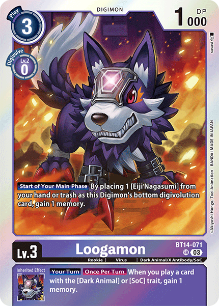 (071) Digimon TCG Blast Ace Single: Loogamon (BT14-071) (V.1)  Super Rare