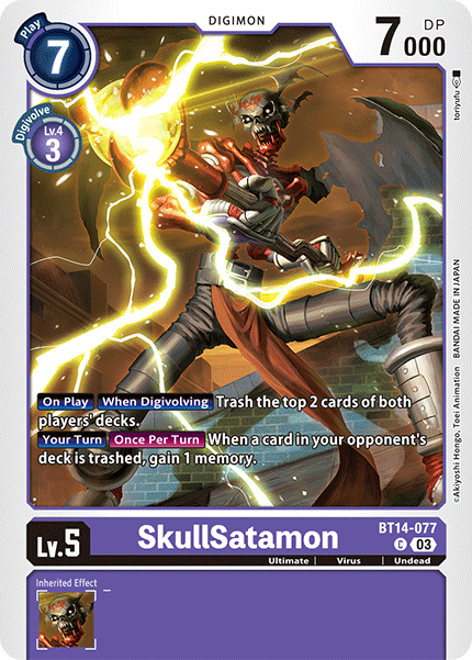 (077) Digimon TCG Blast Ace Single: SkullSatamon (BT14-077)  Common