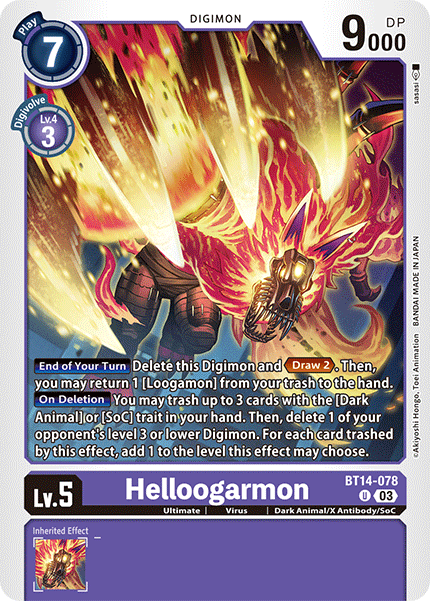 (078) Digimon TCG Blast Ace Single: Helloogarmon (BT14-078)  Uncommon