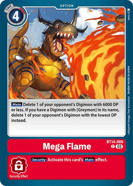 (089) Digimon TCG Blast Ace Single: Mega Flame (BT14-089)  Common