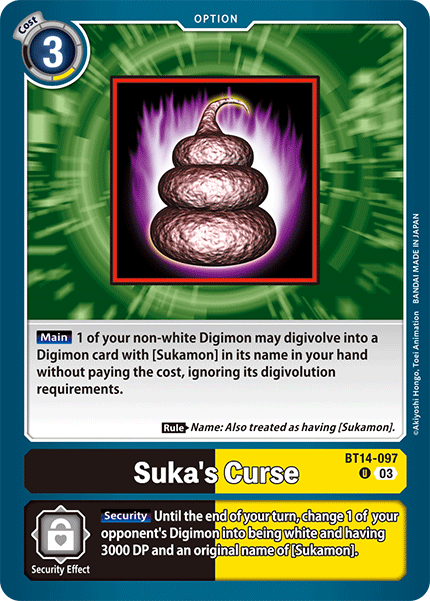 (097) Digimon TCG Blast Ace Single: Suka's Curse (BT14-097)  Uncommon