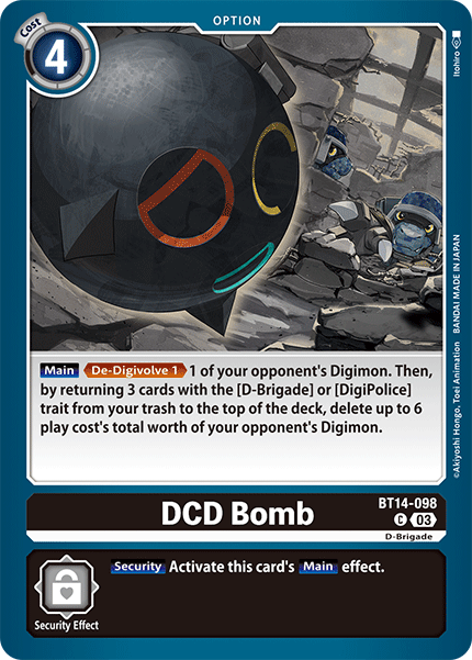 (098) Digimon TCG Blast Ace Single: DCD Bomb (BT14-098)  Common
