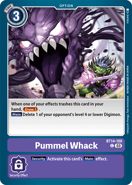 (100) Digimon TCG Blast Ace Single: Pummel Whack (BT14-100)  Common
