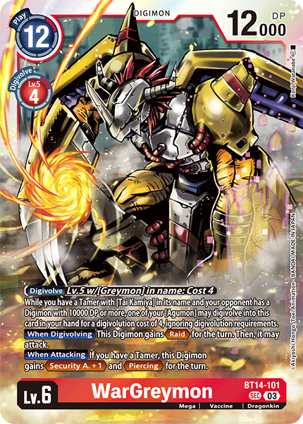 (BT14-101) Digimon TCG Special Booster Ver 2.5 Single: WarGreymon (BT14-101)  Alternative Art
