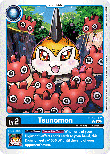 (002) Digimon TCG Exceed Apocalypse Single: Tsunomon (BT15-002)  Uncommon