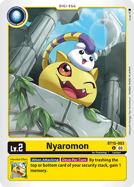 (003) Digimon TCG Exceed Apocalypse Single: Nyaromon (BT15-003)  Uncommon