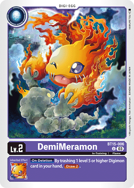 (006) Digimon TCG Exceed Apocalypse Single: DemiMeramon (BT15-006)  Uncommon