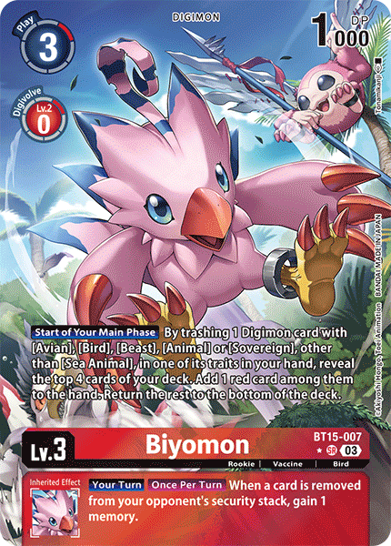 (007) Digimon TCG Exceed Apocalypse Single: Biyomon (BT15-007) (V.2)  Alternative Art