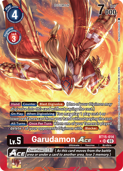(014) Digimon TCG Exceed Apocalypse Single: Garudamon Ace (BT15-014) (V.2)  Alternative Art