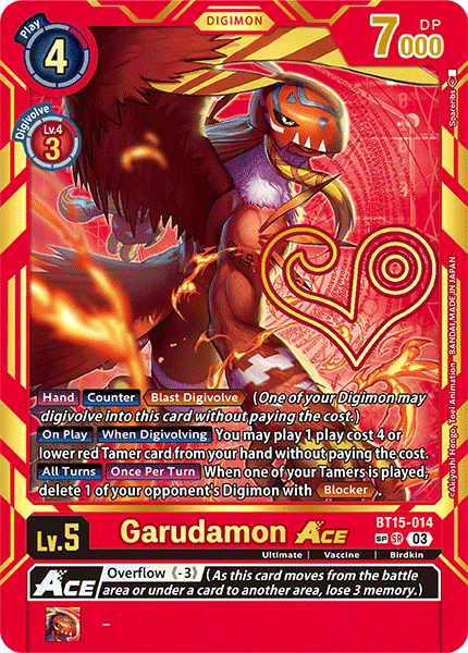 (014) Digimon TCG Exceed Apocalypse Single: Garudamon Ace (BT15-014) (V.3)  Special
