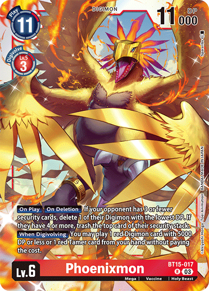 (017) Digimon TCG Exceed Apocalypse Single: Phoenixmon (BT15-017)  Rare