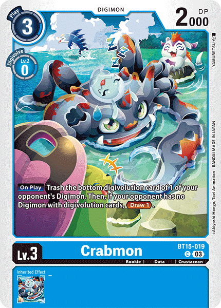 (019) Digimon TCG Exceed Apocalypse Single: Crabmon (BT15-019)  Common