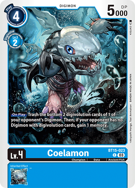 (023) Digimon TCG Exceed Apocalypse Single: Coelamon (BT15-023)  Common