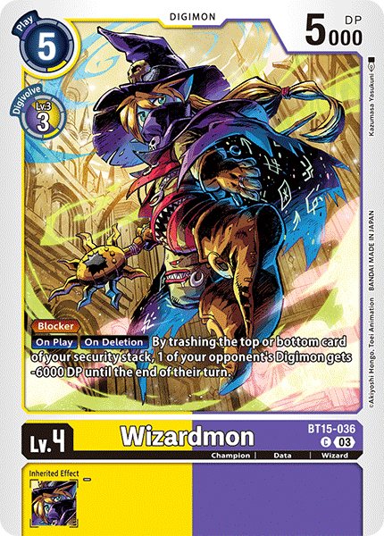 (036) Digimon TCG Exceed Apocalypse Single: Wizardmon (BT15-036)  Common