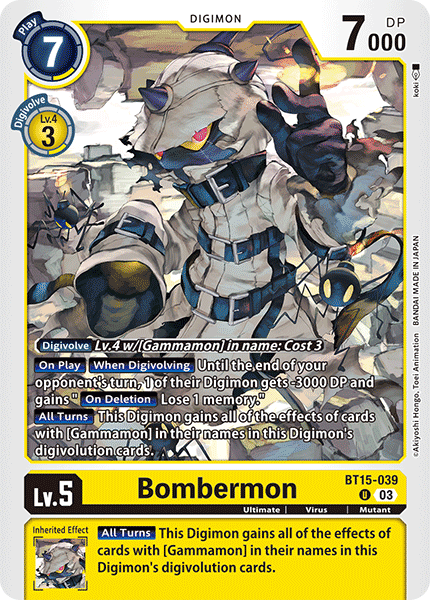 (039) Digimon TCG Exceed Apocalypse Single: Bombermon (BT15-039)  Uncommon