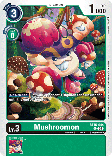(044) Digimon TCG Exceed Apocalypse Single: Mushroomon (BT15-044)  Common