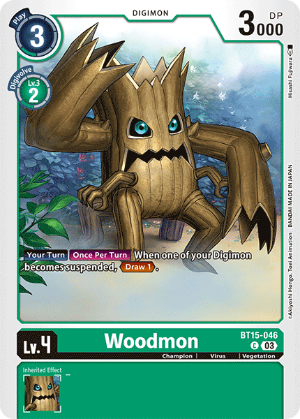 (046) Digimon TCG Exceed Apocalypse Single: Woodmon (BT15-046)  Common