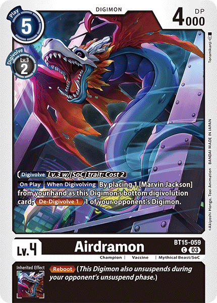 (059) Digimon TCG Exceed Apocalypse Single: Airdramon (BT15-059)  Common