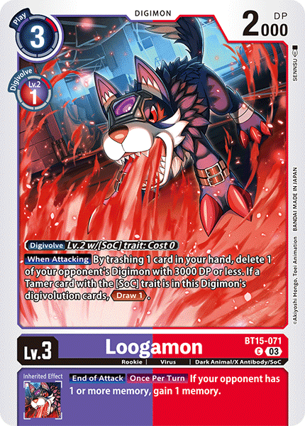 (071) Digimon TCG Exceed Apocalypse Single: Loogamon (BT15-071)  Common