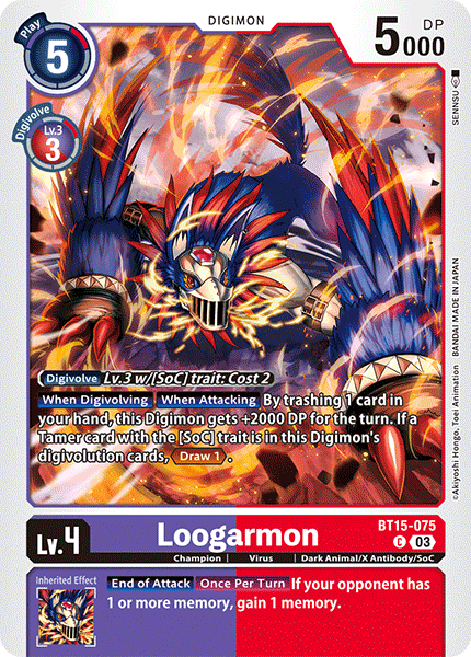(075) Digimon TCG Exceed Apocalypse Single: Loogarmon (BT15-075)  Common