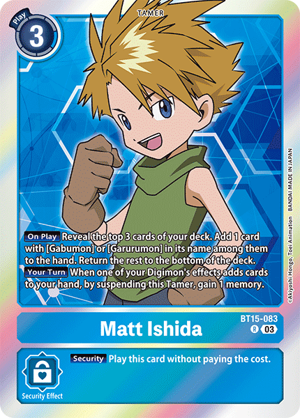 (083) Digimon TCG Exceed Apocalypse Single: Matt Ishida (BT15-083) (V.1)  Rare