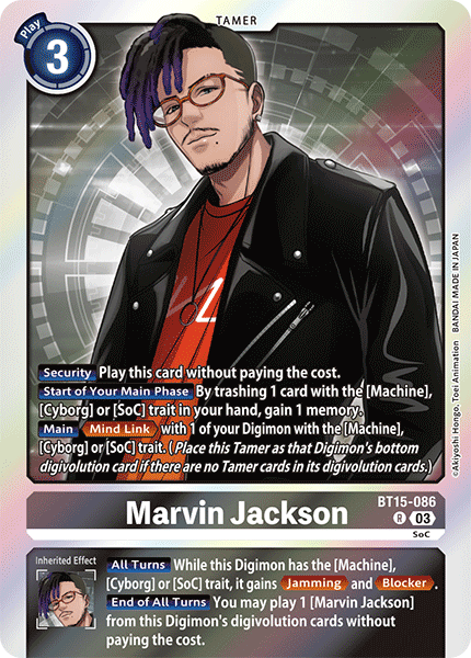 (086) Digimon TCG Exceed Apocalypse Single: Marvin Jackson (BT15-086) (V.1)  Rare