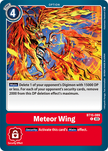 (089) Digimon TCG Exceed Apocalypse Single: Meteor Wing (BT15-089)  Common