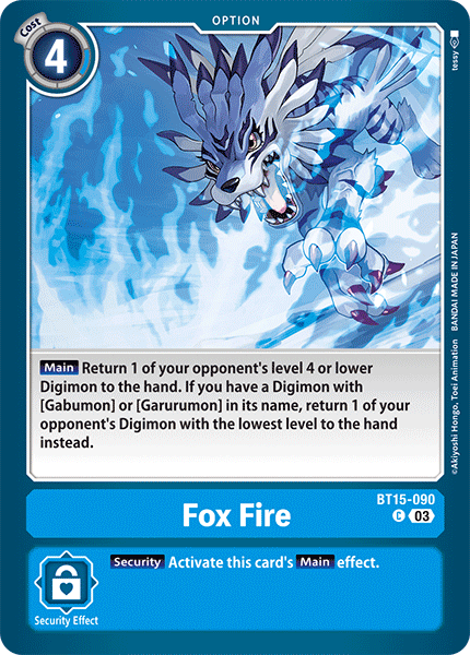 (090) Digimon TCG Exceed Apocalypse Single: Fox Fire (BT15-090)  Common