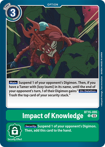 (095) Digimon TCG Exceed Apocalypse Single: Impact of Knowledge (BT15-095)  Uncommon
