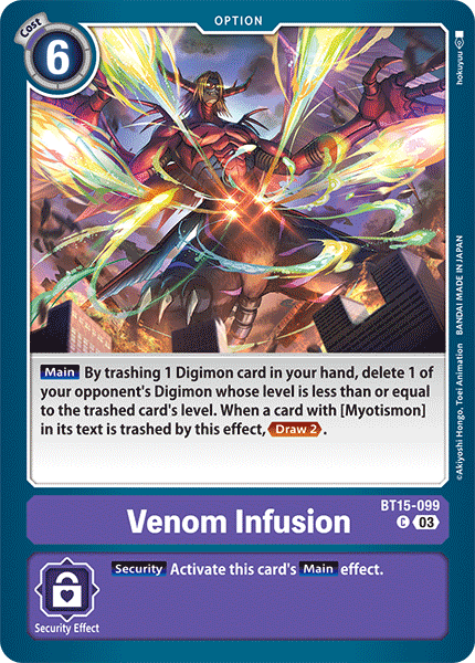 (099) Digimon TCG Exceed Apocalypse Single: Venom Infusion (BT15-099)  Common