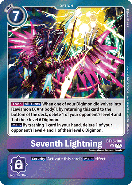(100) Digimon TCG Exceed Apocalypse Single: Seventh Lightning (BT15-100)  Rare