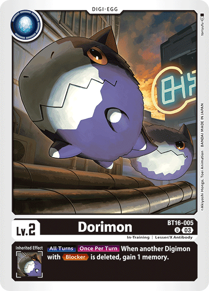 (005) Digimon TCG Beginning Observer Single: Dorimon (BT16-005)  Uncommon