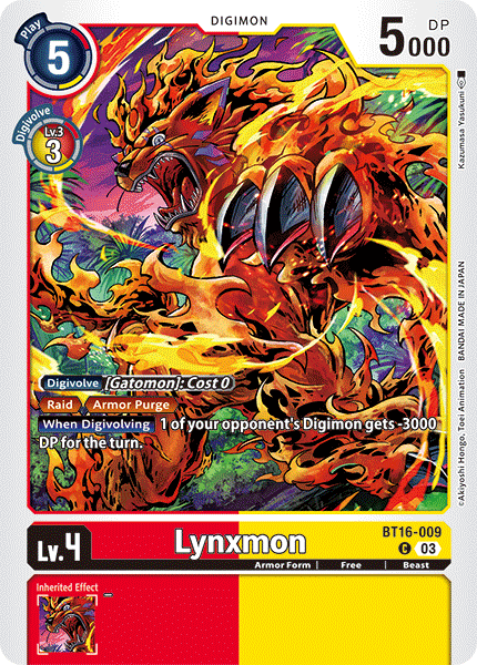 (009) Digimon TCG Beginning Observer Single: Lynxmon (BT16-009)  Common