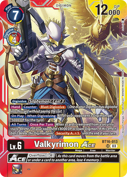 (013) Digimon TCG Beginning Observer Single: Valkyrimon Ace (BT16-013) (V.1)  Super Rare