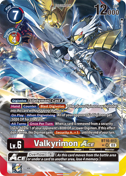 (013) Digimon TCG Beginning Observer Single: Valkyrimon Ace (BT16-013) (V.2)  Alternative Art