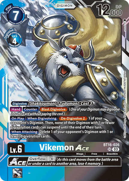(026) Digimon TCG Beginning Observer Single: Vikemon Ace (BT16-026) (V.1)  Super Rare