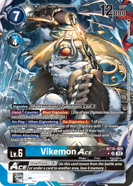 (026) Digimon TCG Beginning Observer Single: Vikemon Ace (BT16-026) (V.2)  Alternative Art