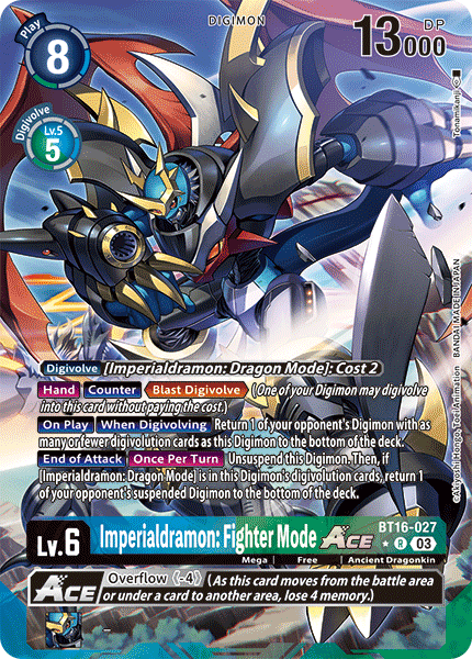 (027) Digimon TCG Beginning Observer Single: Imperialdramon: Fighter Mode Ace (BT16-027) (V.2)  Alternative Art