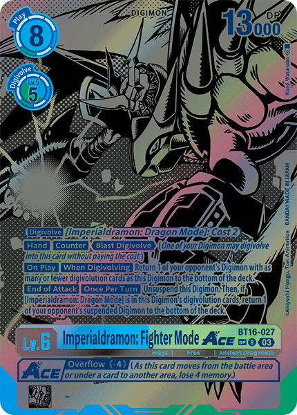 (027) Digimon TCG Beginning Observer Single: Imperialdramon: Fighter Mode Ace (BT16-027) (V.3)  Special