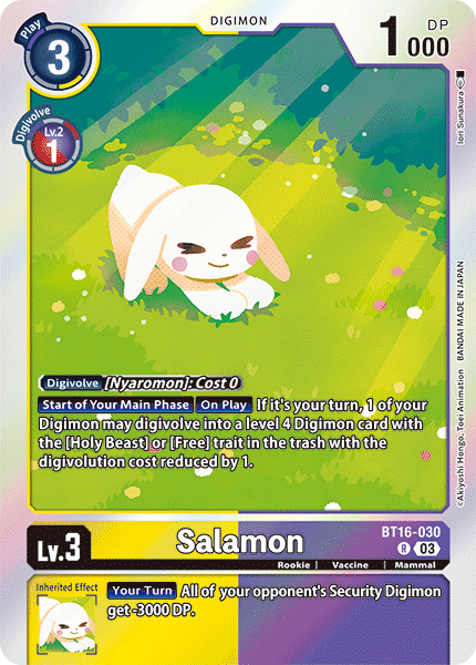 (030) Digimon TCG Beginning Observer Single: Salamon (BT16-030)  Rare