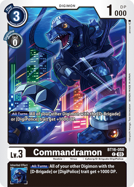 (050) Digimon TCG Beginning Observer Single: Commandramon (BT16-050)  Common