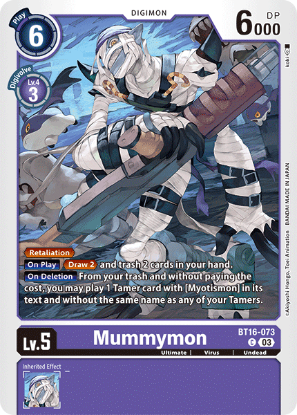 (073) Digimon TCG Beginning Observer Single: Mummymon (BT16-073)  Common